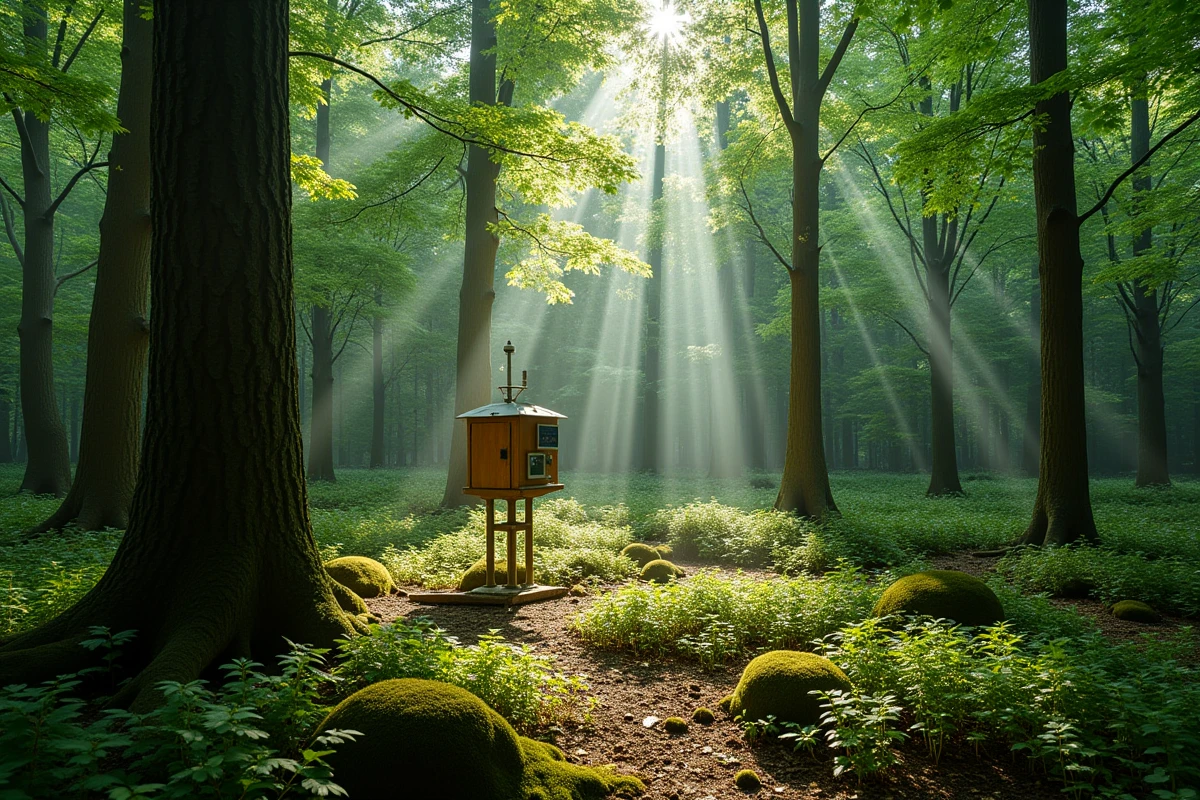 Station de mesure du CO2 en forêt pour l'étude de la photosynthèse et des échanges gazeux des arbres